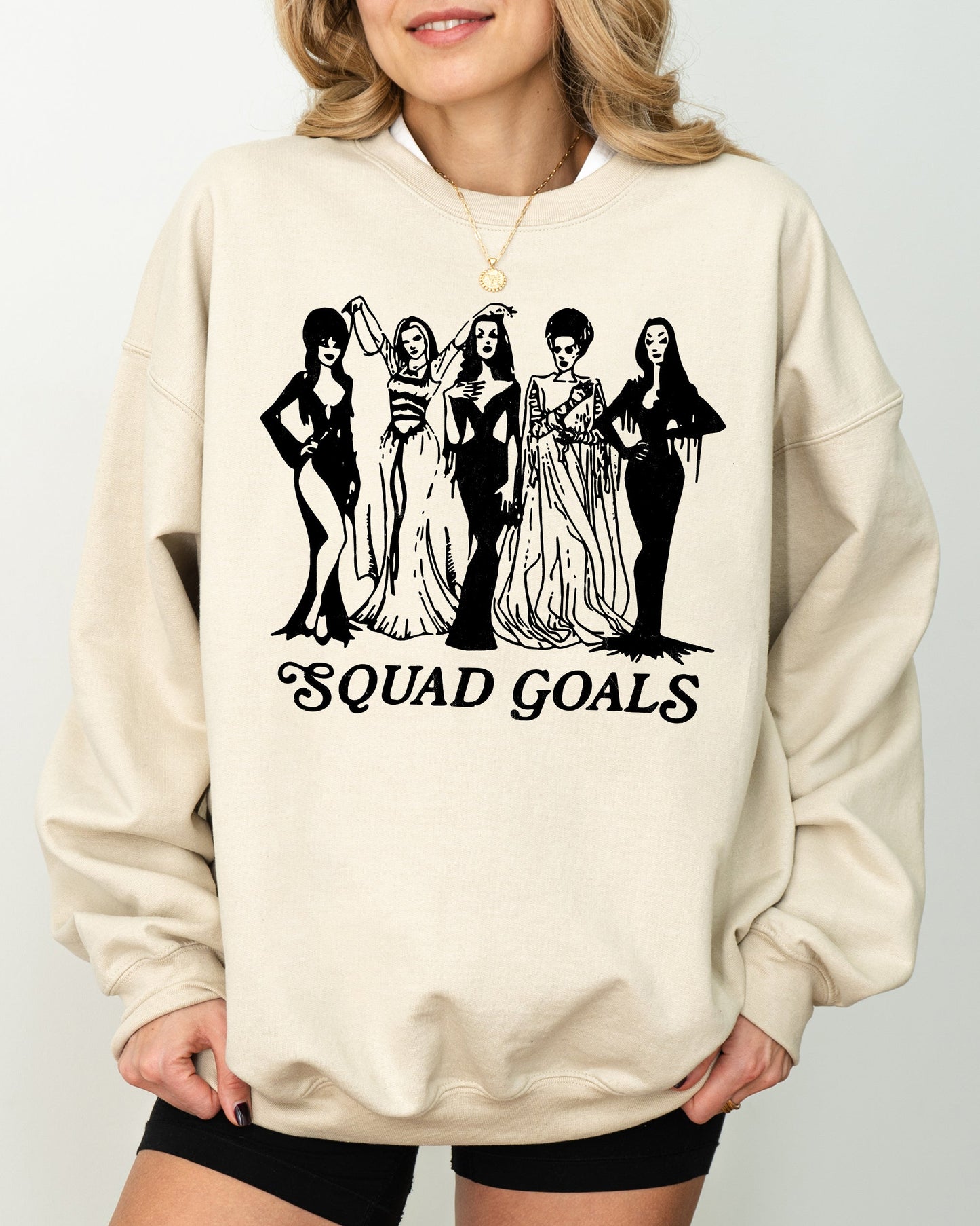 Squad Goals, Skeleton, Ghost, Witch, Skull, Spooky, Aesthetic, Meme, Halloween, Costume Sweatshirt