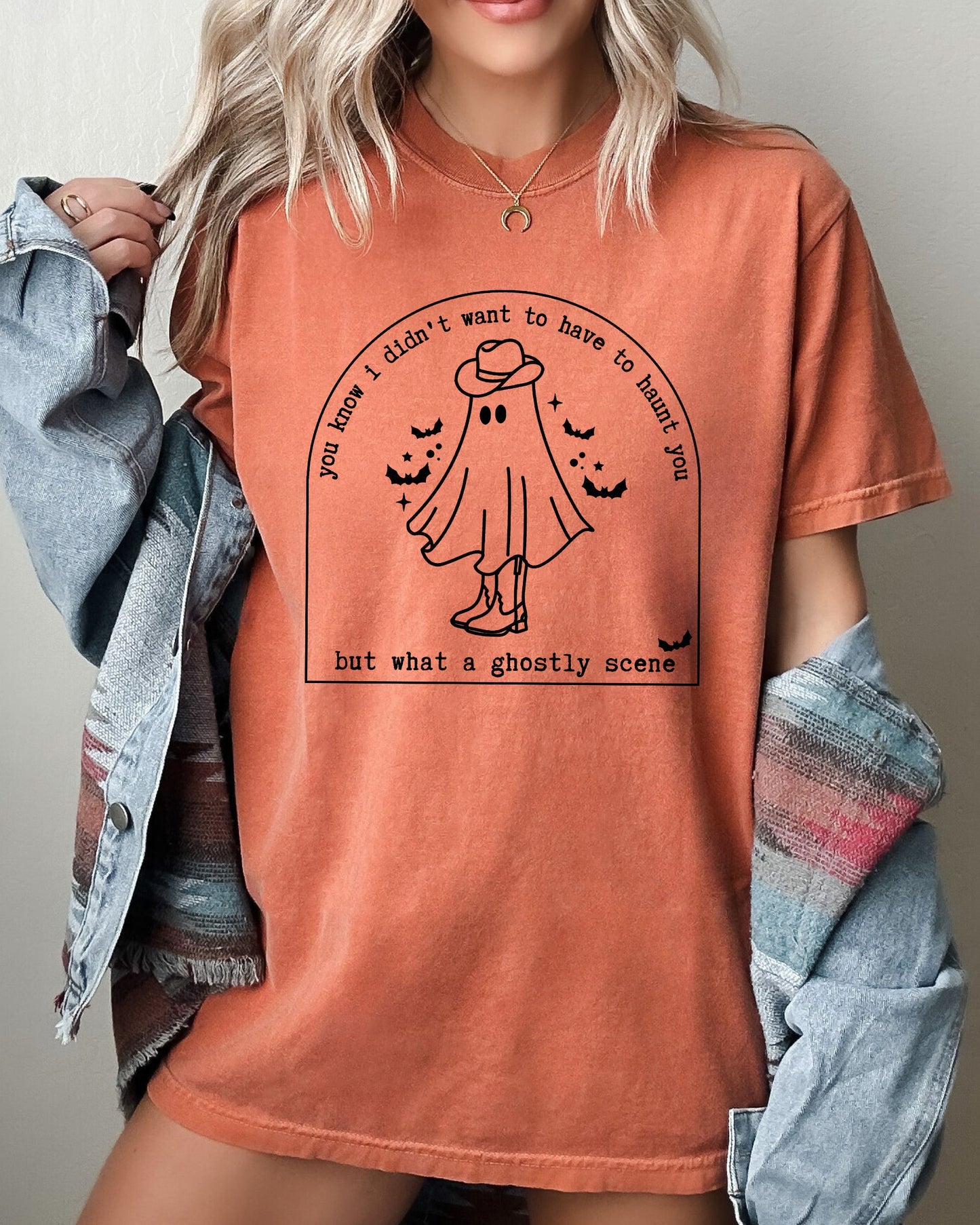 Ghostly Scene Halloween Aesthetic Tshirt Comfort Colors T-Shirt