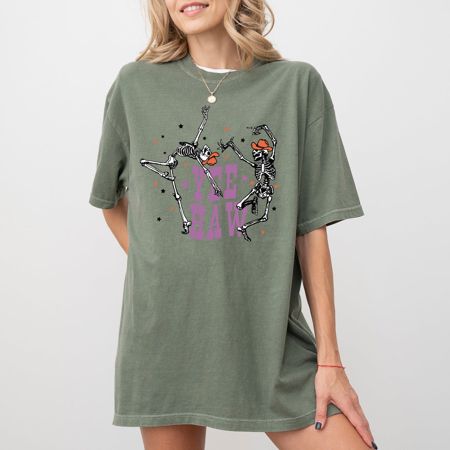 Yee Haw, Dancing Skeletons, Western, Witch, Skull, Aesthetic, Meme, Halloween, Costume, Tshirt Comfort Colors T-Shirt