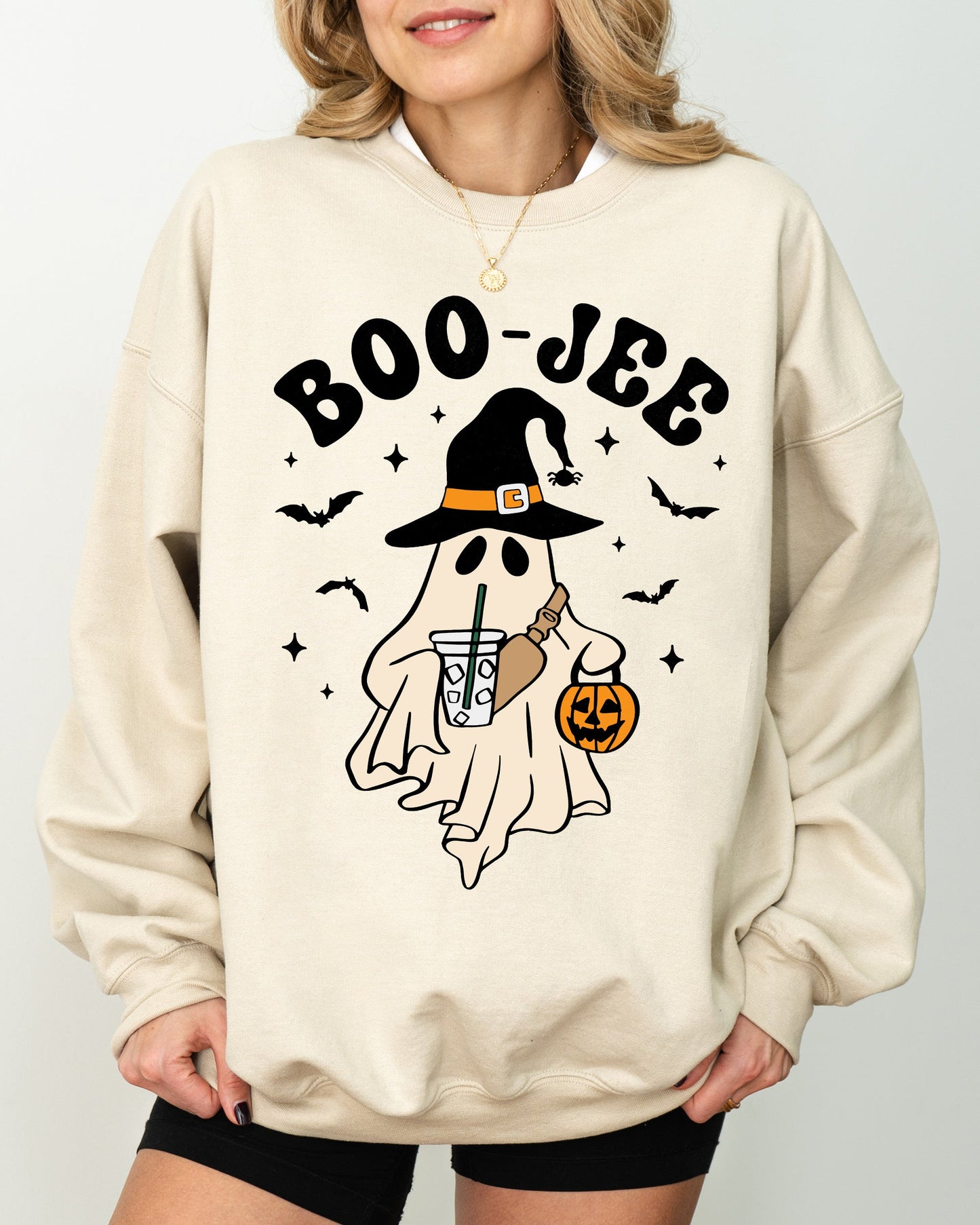 Boo-Jee Cowboy Ghost Western Skeleton Witch Skull Halloween Costume Sweatshirt