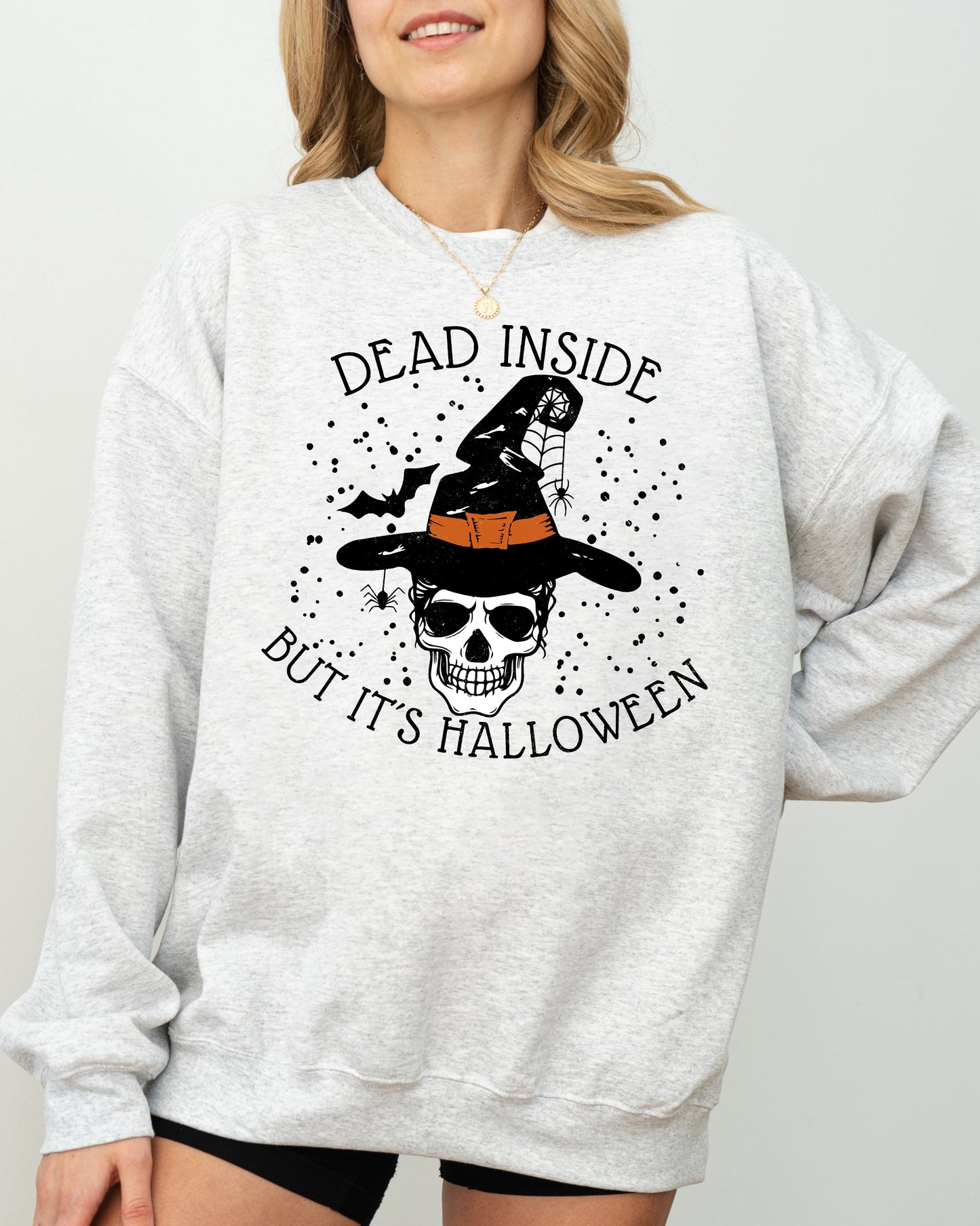 Dead Inside Skeleton Ghost Western Witch Skull Aesthetic Halloween Costume Sweatshirt