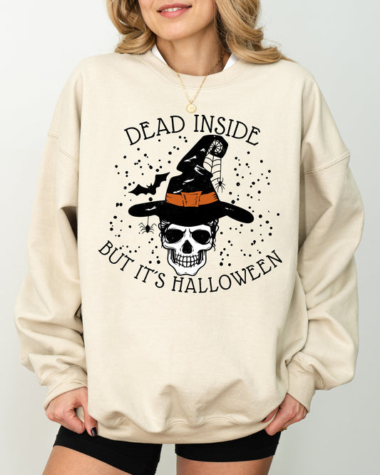 Dead Inside Skeleton Ghost Western Witch Skull Aesthetic Halloween Costume Sweatshirt
