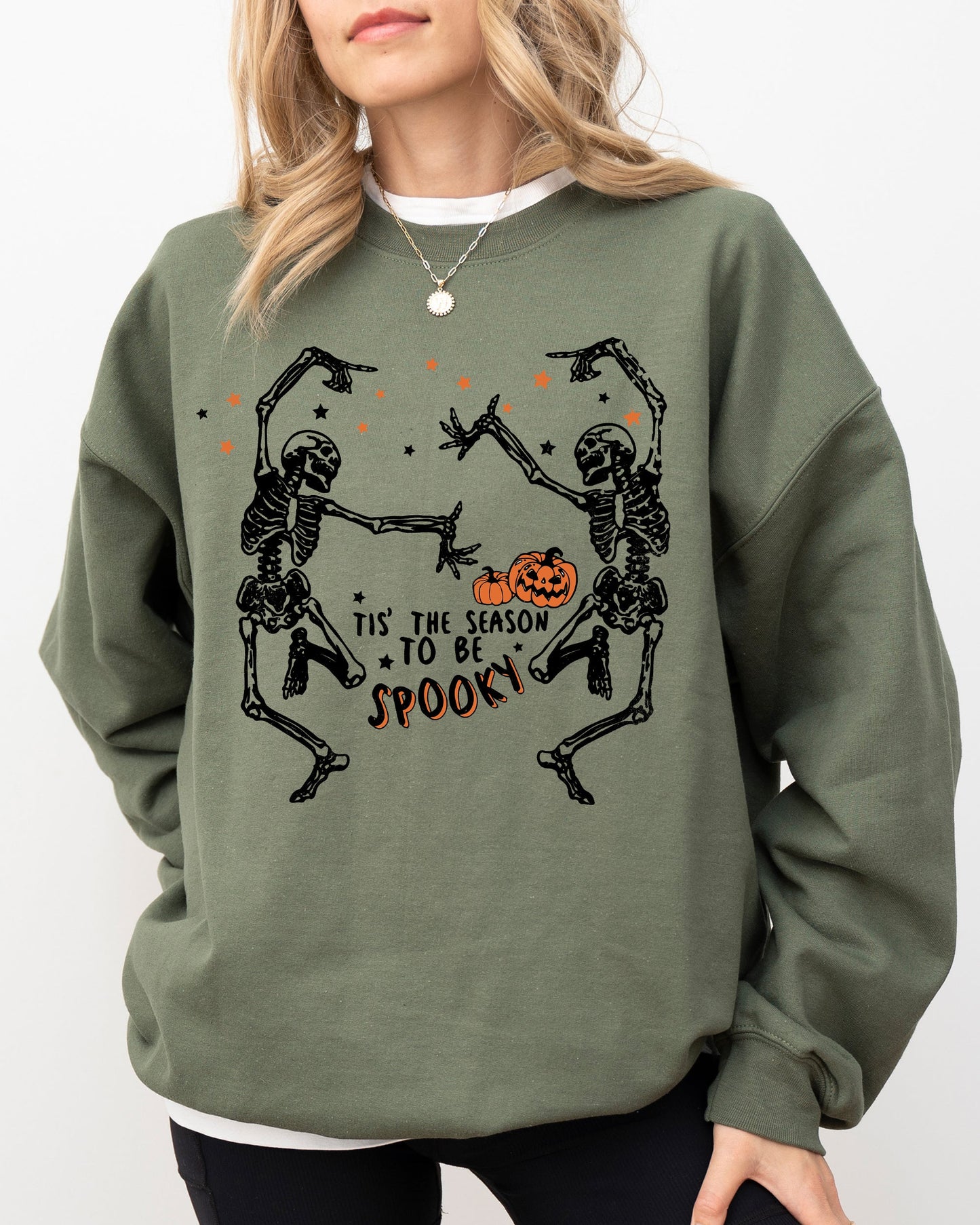 Tis The Season, Spooky, Skeleton, Ghost, Western, Witch, Skull, Aesthetic, Meme, Halloween, Costume Sweatshirt