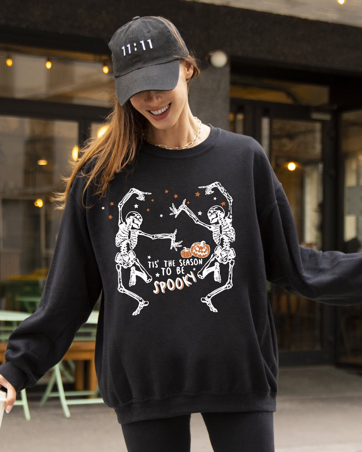 Tis The Season, Spooky, Skeleton, Ghost, Western, Witch, Skull, Aesthetic, Meme, Halloween, Costume Sweatshirt