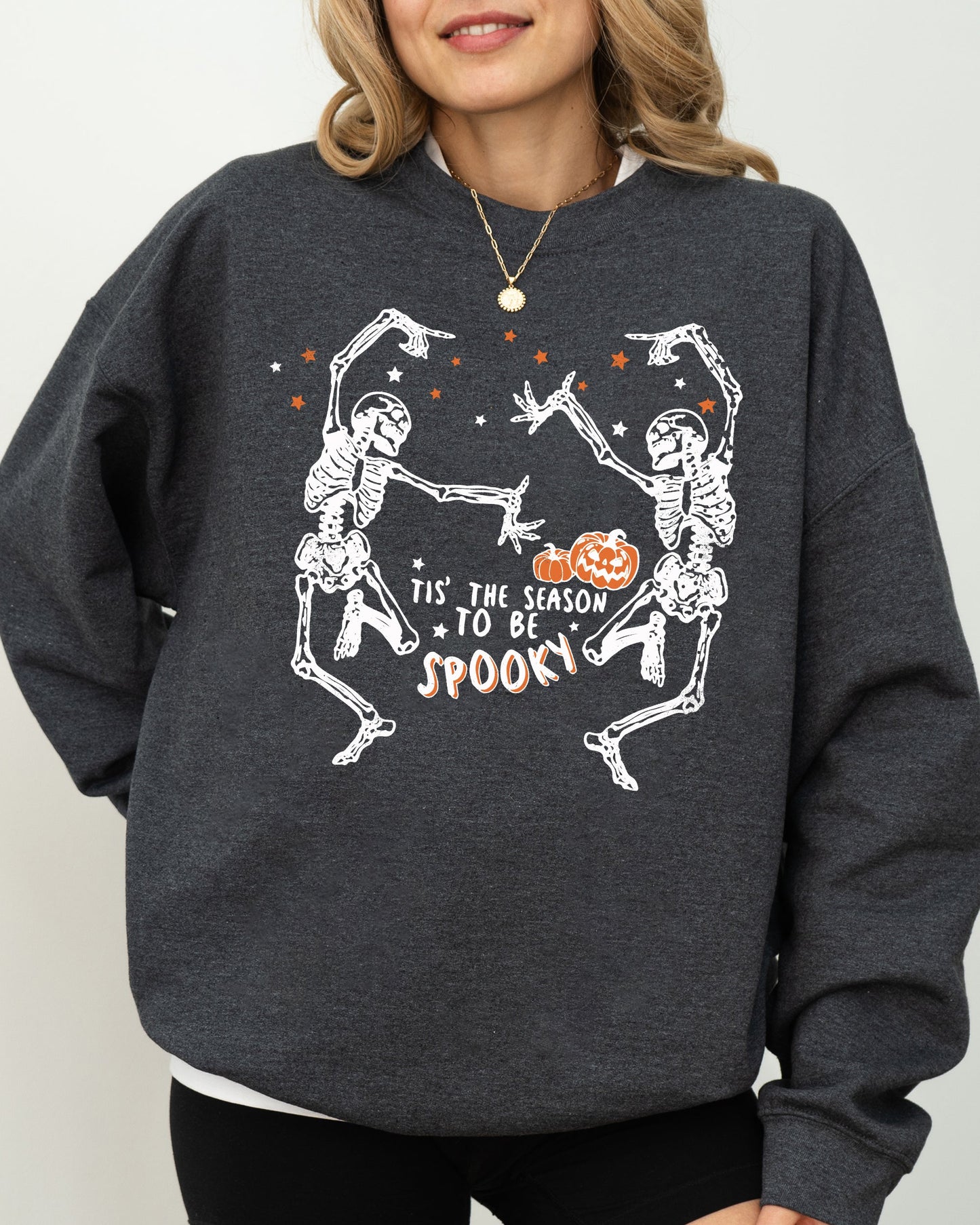 Tis The Season, Spooky, Skeleton, Ghost, Western, Witch, Skull, Aesthetic, Meme, Halloween, Costume Sweatshirt