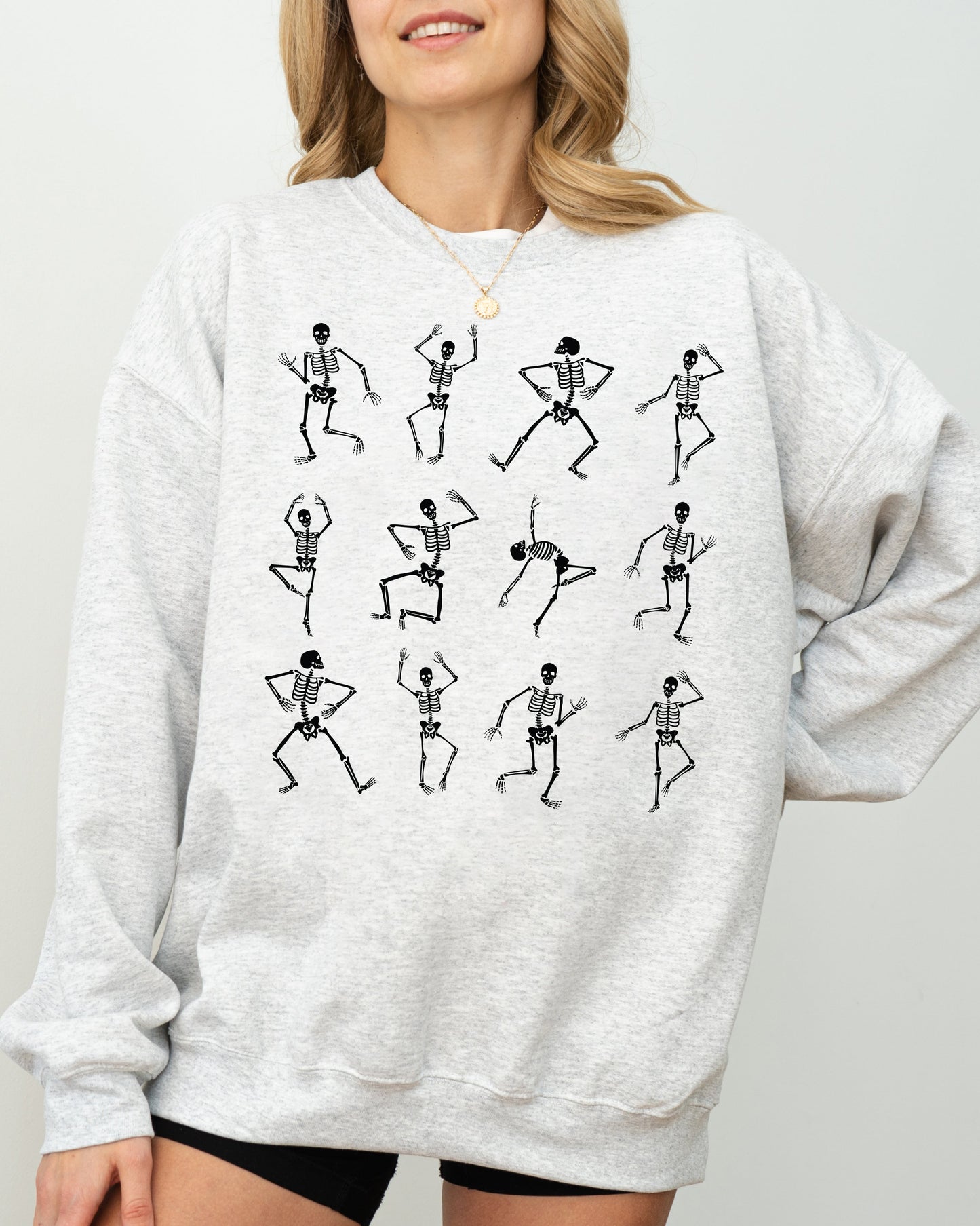 Mini Dancing Skeletons, Ghost, Western, Witch, Skull, Aesthetic, Meme, Halloween, Costume Sweatshirt