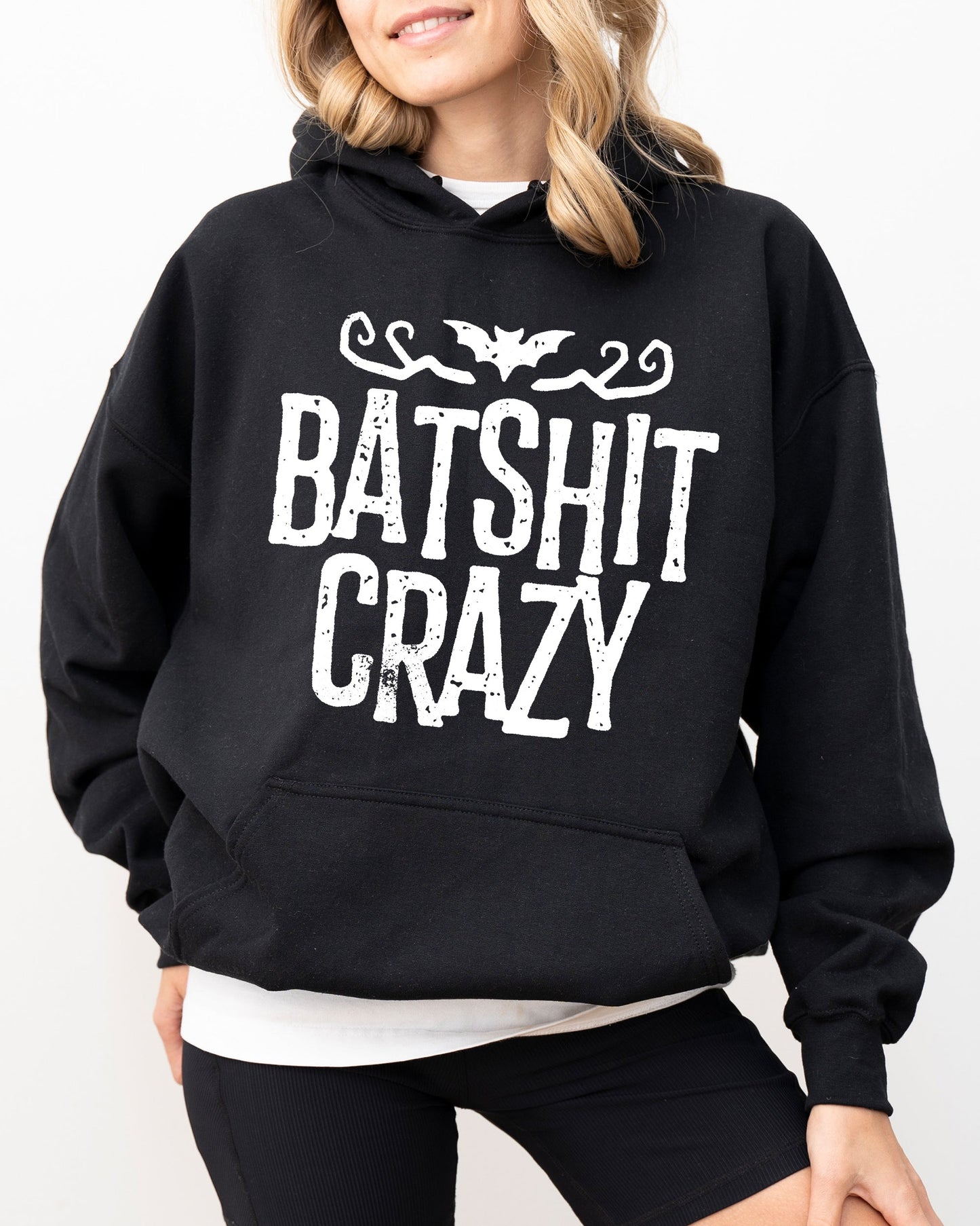 Batshit Crazy, Skeletons, Ghost, Western, Witch, Skull, Aesthetic, Meme, Halloween, Costume, Hoodie, Hooded Sweatshirt