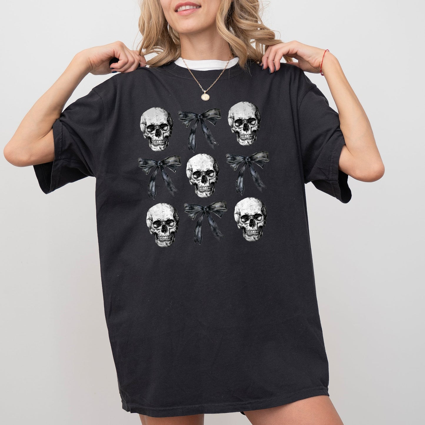 Bows and Skulls Skeleton Ghost Western Witch Halloween Costume T-Shirt Comfort Colors