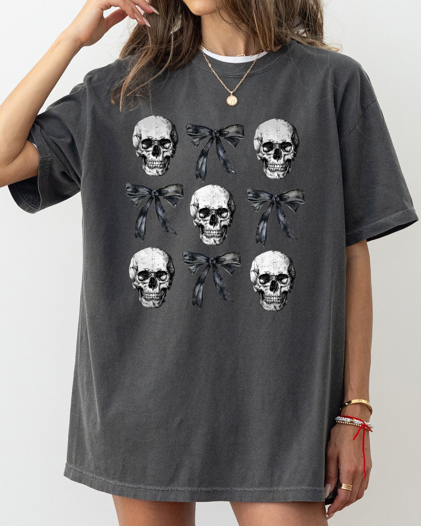 Bows and Skulls Skeleton Ghost Western Witch Halloween Costume T-Shirt Comfort Colors