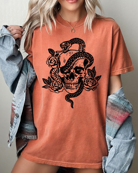 Skull Roses Snake Skeleton Ghost Western Witch Aesthetic T-shirt Comfort Colors