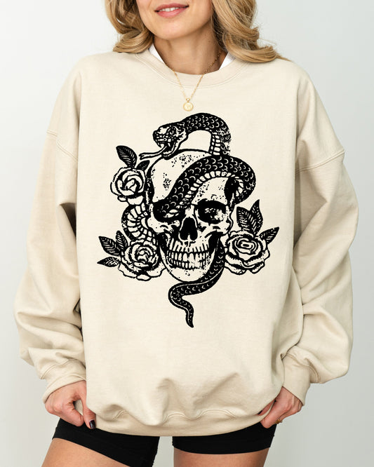 Skull Roses Snake Graphic Halloween Costume Sweatshirt