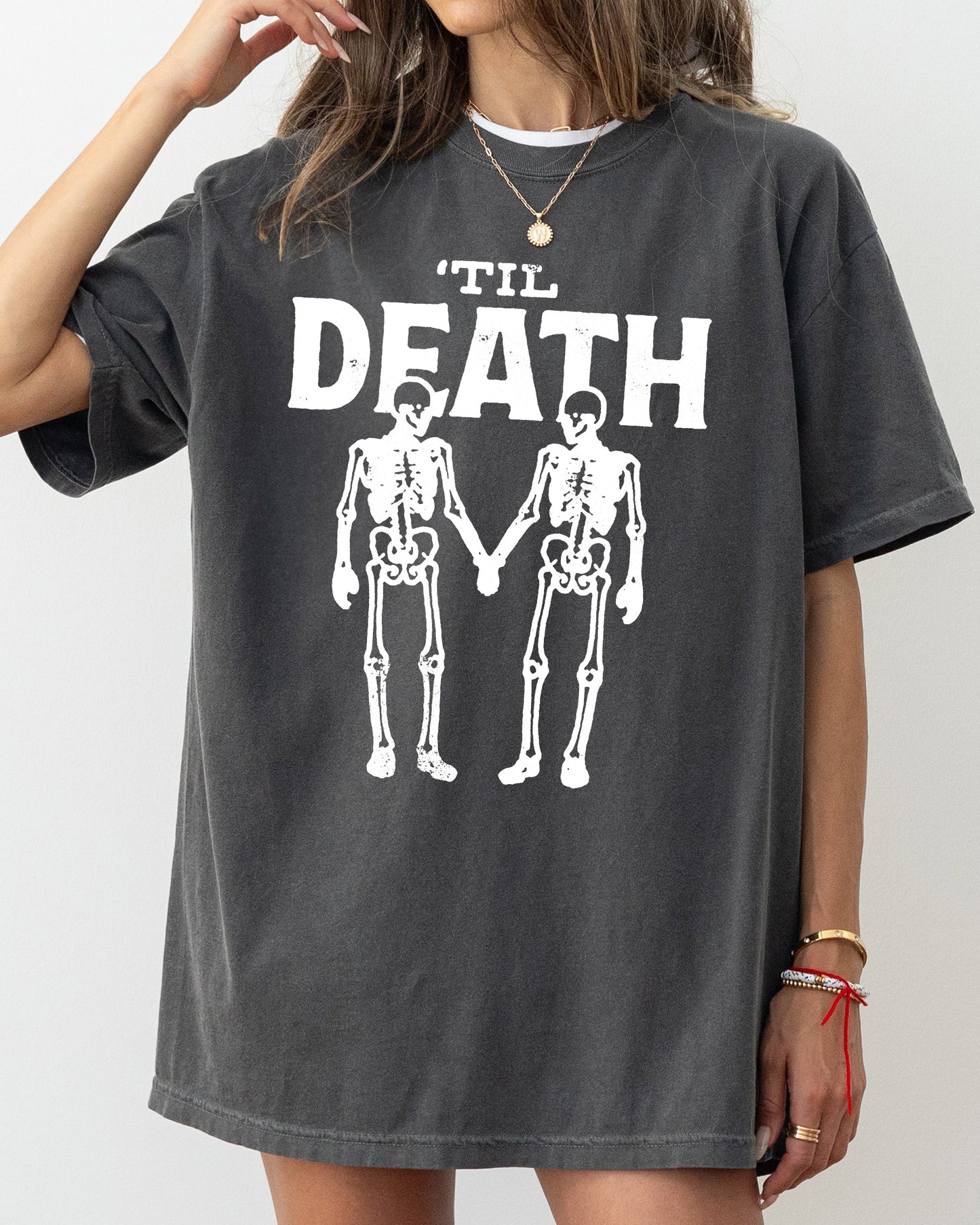 Til Death, Skeleton Lovers, Skull, Ghost, Western, Witch, Aesthetic, Meme, Halloween, Costume, Tshirt Comfort Colors T-Shirt