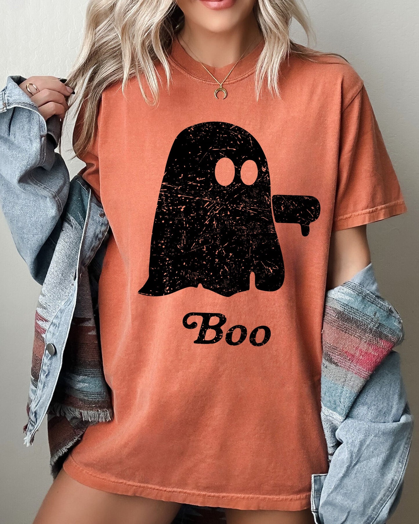 Boo Thumb Ghost Spooky Skeleton Skull Western Witch Halloween Costume Tshirt Comfort Colors T-Shirt