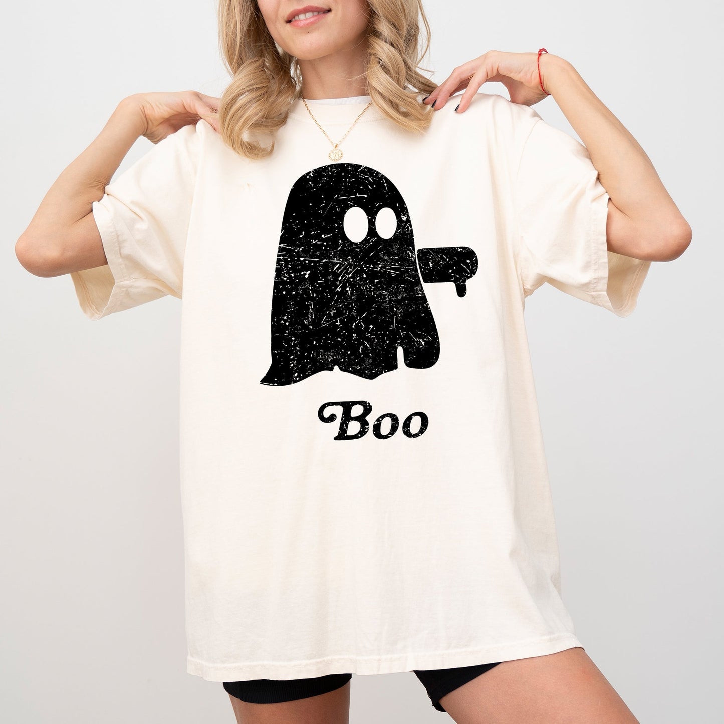 Boo Thumb Ghost Spooky Skeleton Skull Western Witch Halloween Costume Tshirt Comfort Colors T-Shirt
