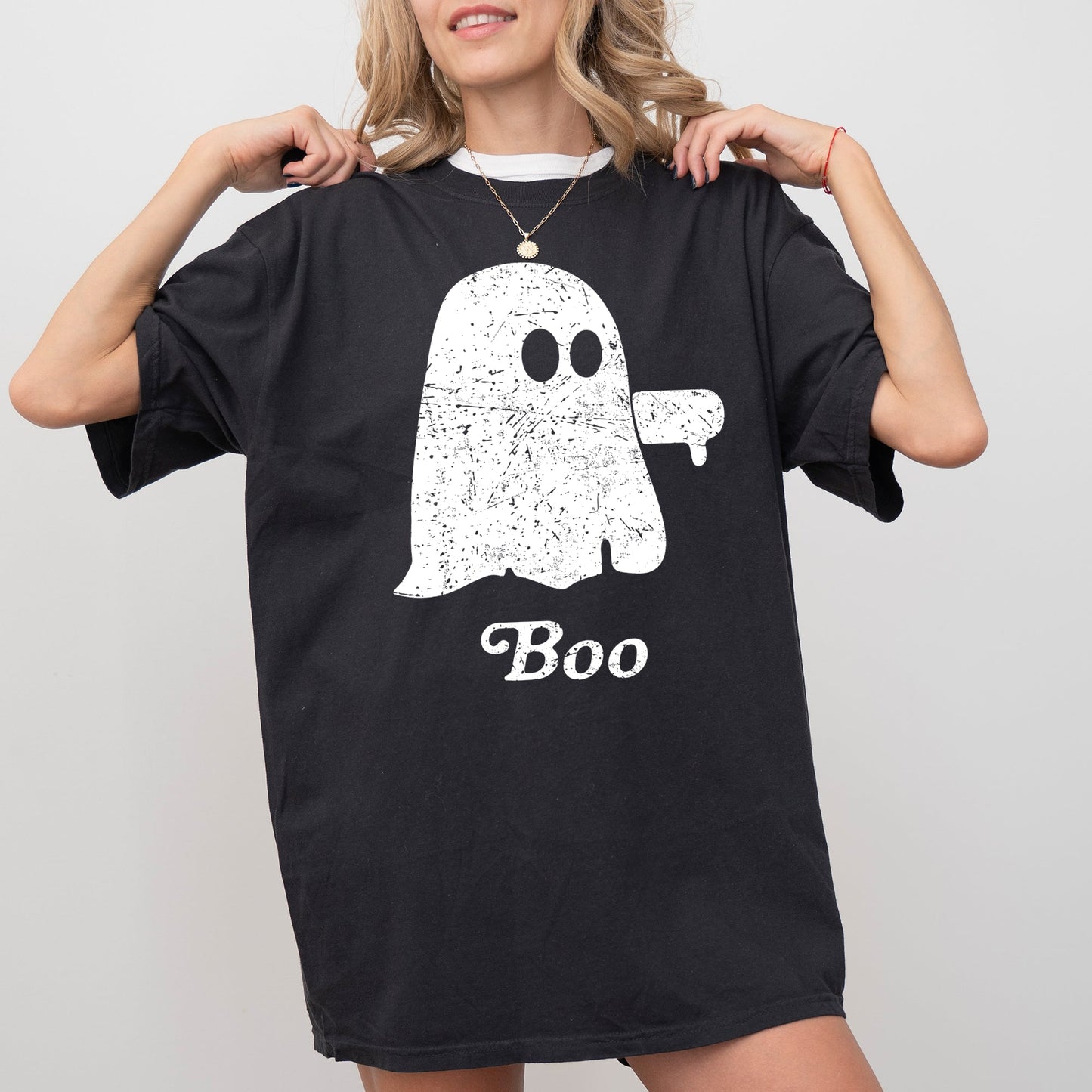 Boo Thumb Ghost Spooky Skeleton Skull Western Witch Halloween Costume Tshirt Comfort Colors T-Shirt