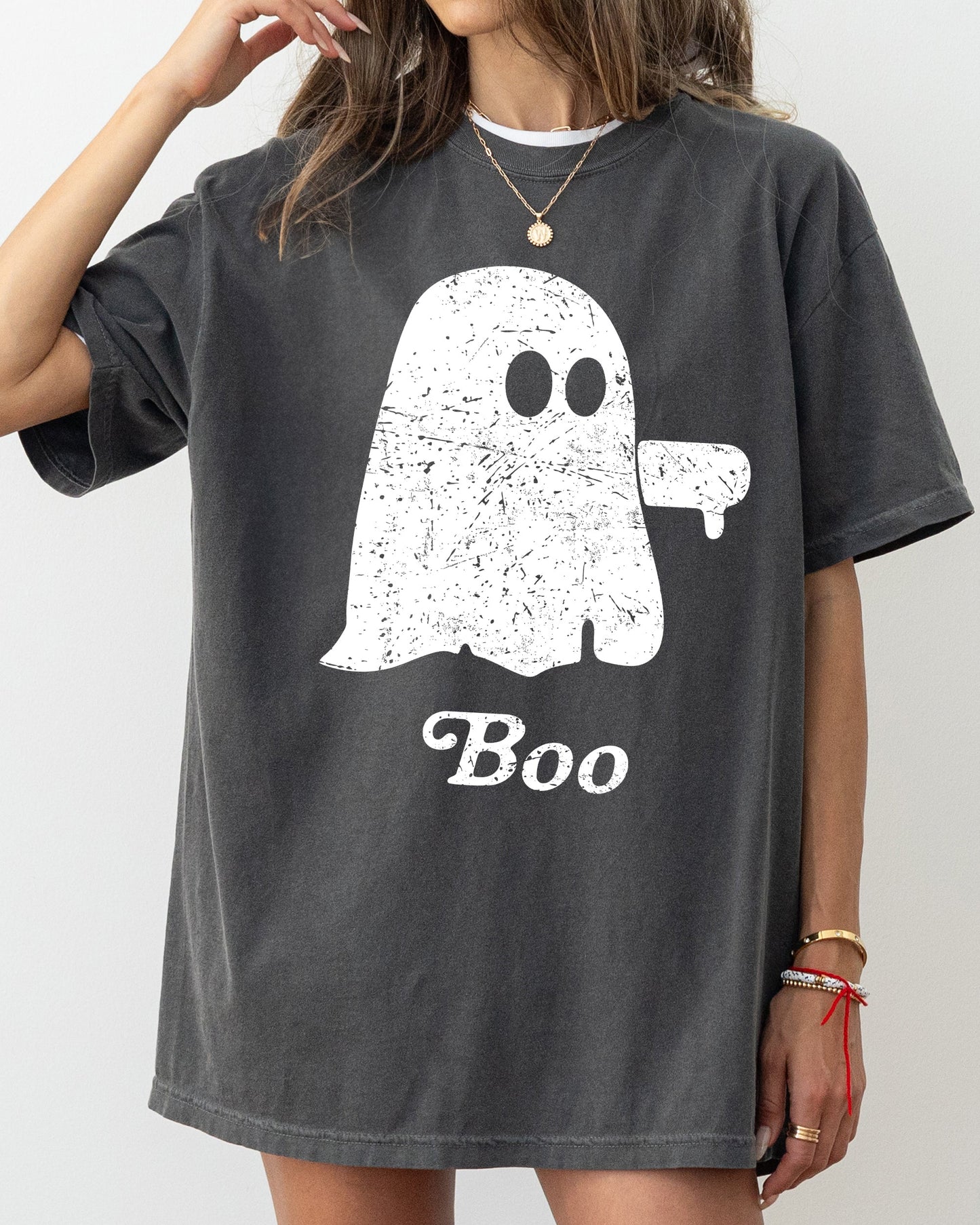 Boo Thumb Ghost Spooky Skeleton Skull Western Witch Halloween Costume Tshirt Comfort Colors T-Shirt