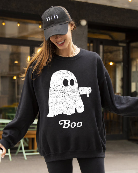 Boo Thumb Spooky Halloween Costume Sweatshirt