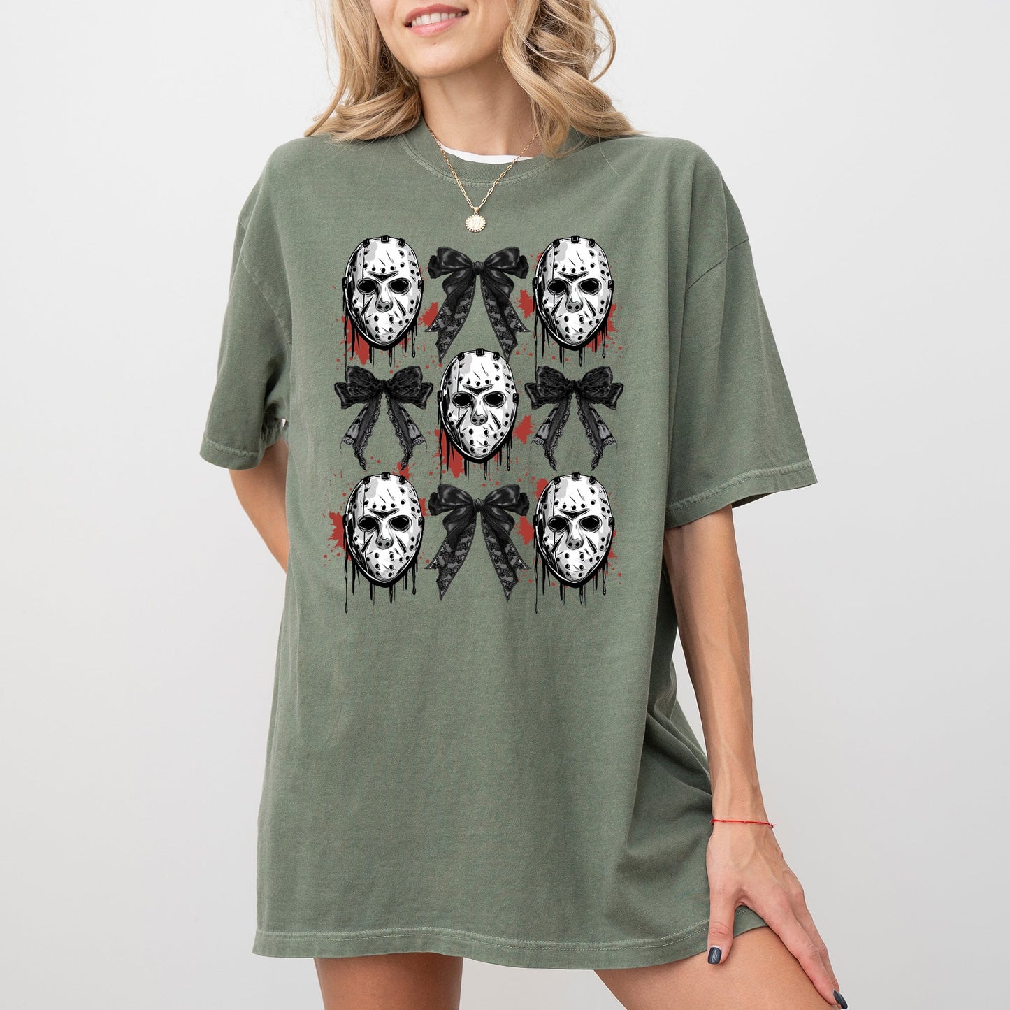 Masks and Bows, Ghost, Spooky, Scary, Skeleton, Skull, Western, Witch, Aesthetic, Meme, Halloween, Costume, Tshirt Comfort Colors T-Shirt