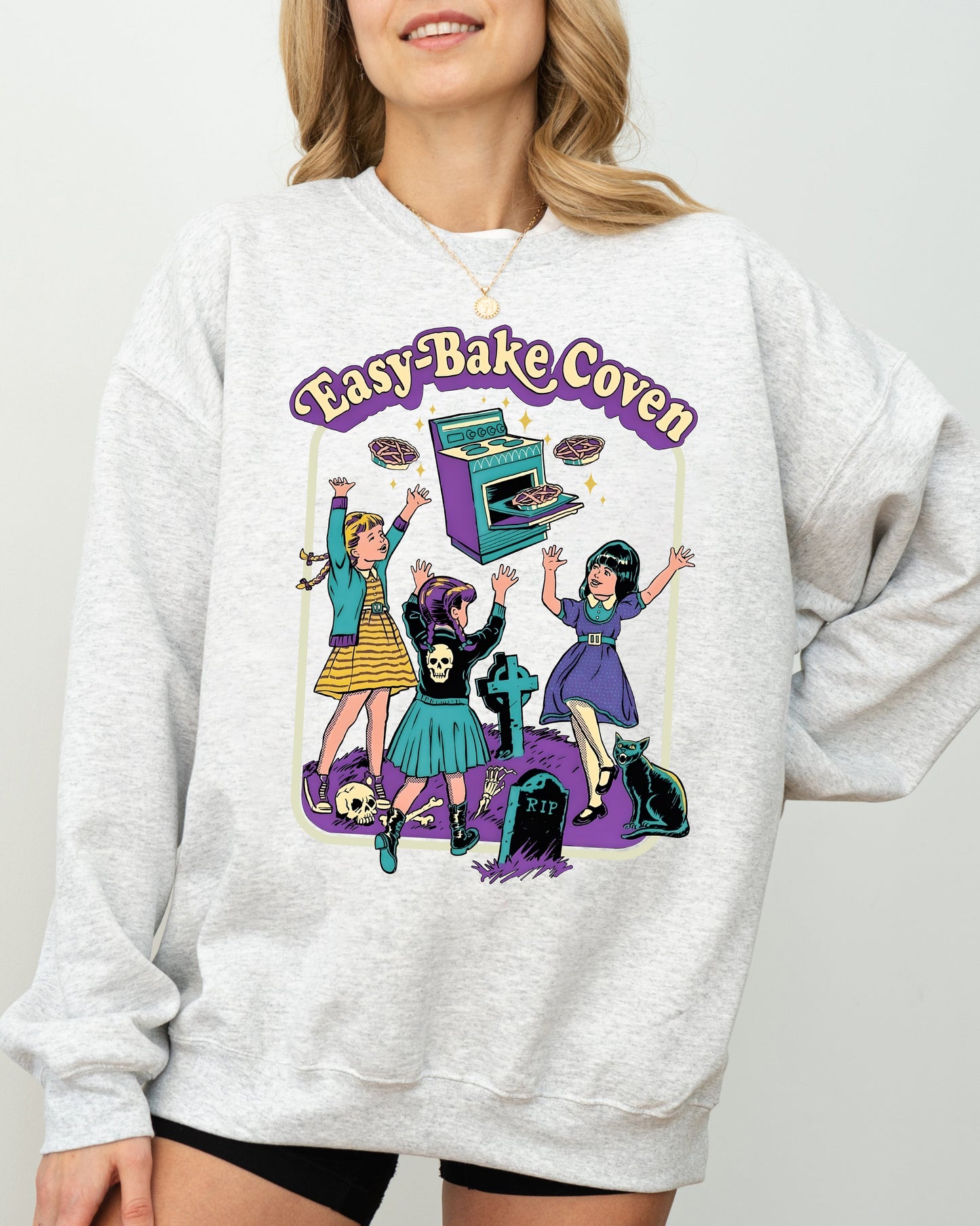 Halloween Costume Sweatshirt Easy-Bake Coven Retro Ghost Spooky Skeleton Skull Witch