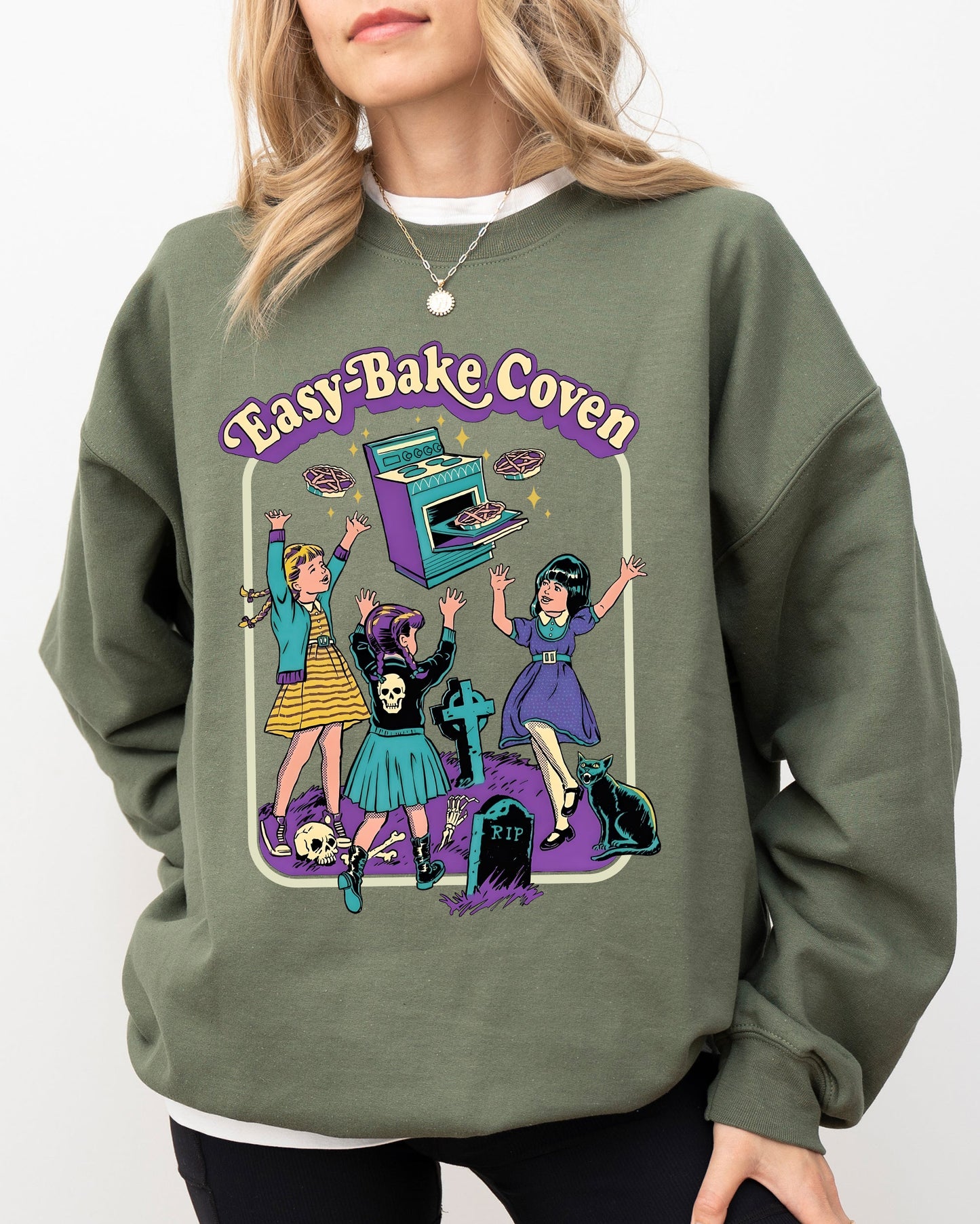 Halloween Costume Sweatshirt Easy-Bake Coven Retro Ghost Spooky Skeleton Skull Witch