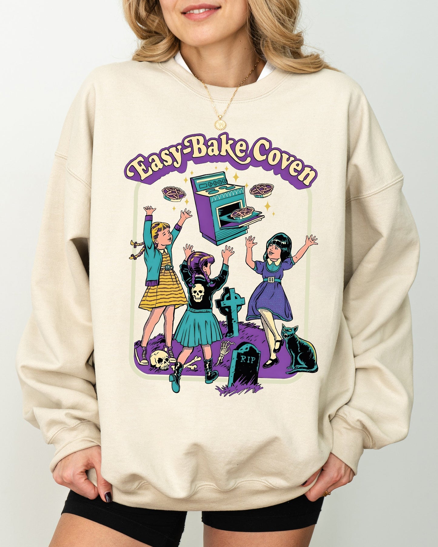 Halloween Costume Sweatshirt Easy-Bake Coven Retro Ghost Spooky Skeleton Skull Witch