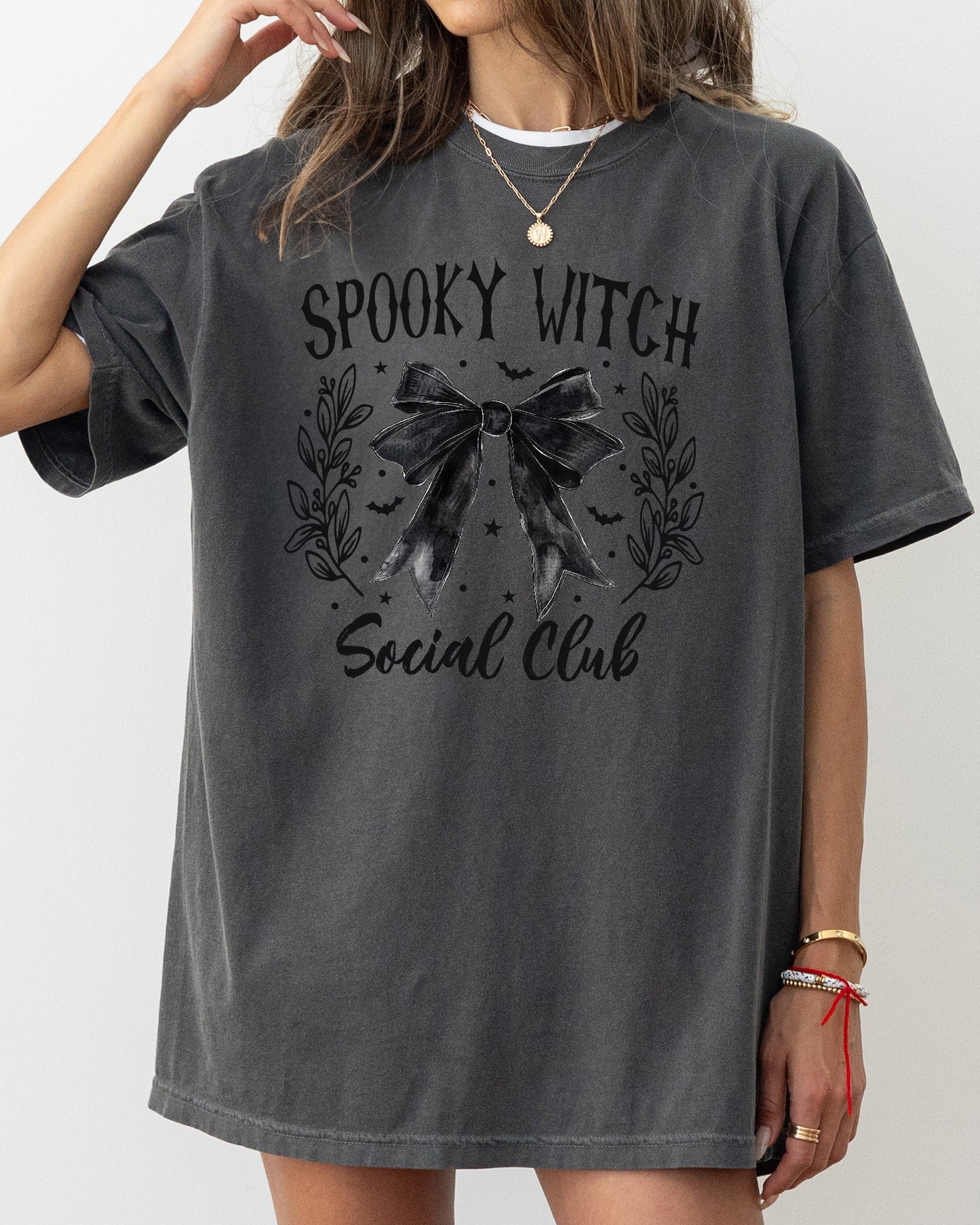 Spooky Witch Social Club, Ghost, Spooky, Scary, Skeleton, Skull, Western, Witch, Aesthetic, Meme, Halloween, Costume, Tshirt Comfort Colors T-Shirt