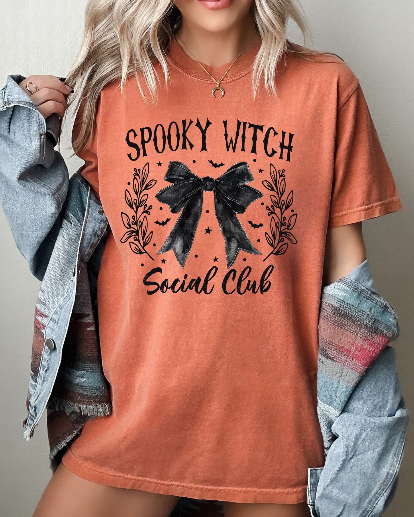 Spooky Witch Social Club, Ghost, Spooky, Scary, Skeleton, Skull, Western, Witch, Aesthetic, Meme, Halloween, Costume, Tshirt Comfort Colors T-Shirt