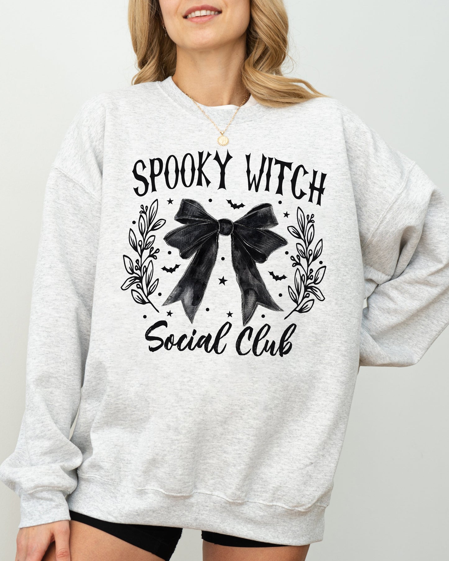 Spooky Witch Social Club, Ghost, Spooky, Scary, Skeleton, Skull, Western, Witch, Aesthetic, Meme, Halloween, Costume Sweatshirt