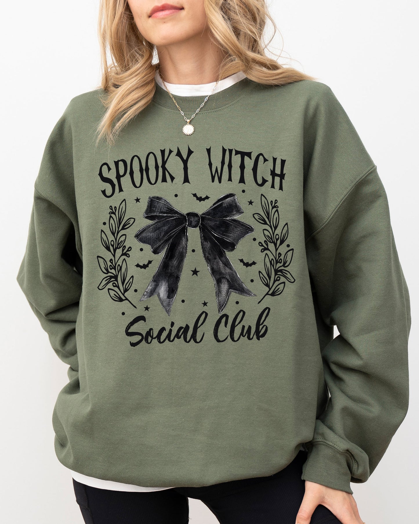 Spooky Witch Social Club, Ghost, Spooky, Scary, Skeleton, Skull, Western, Witch, Aesthetic, Meme, Halloween, Costume Sweatshirt