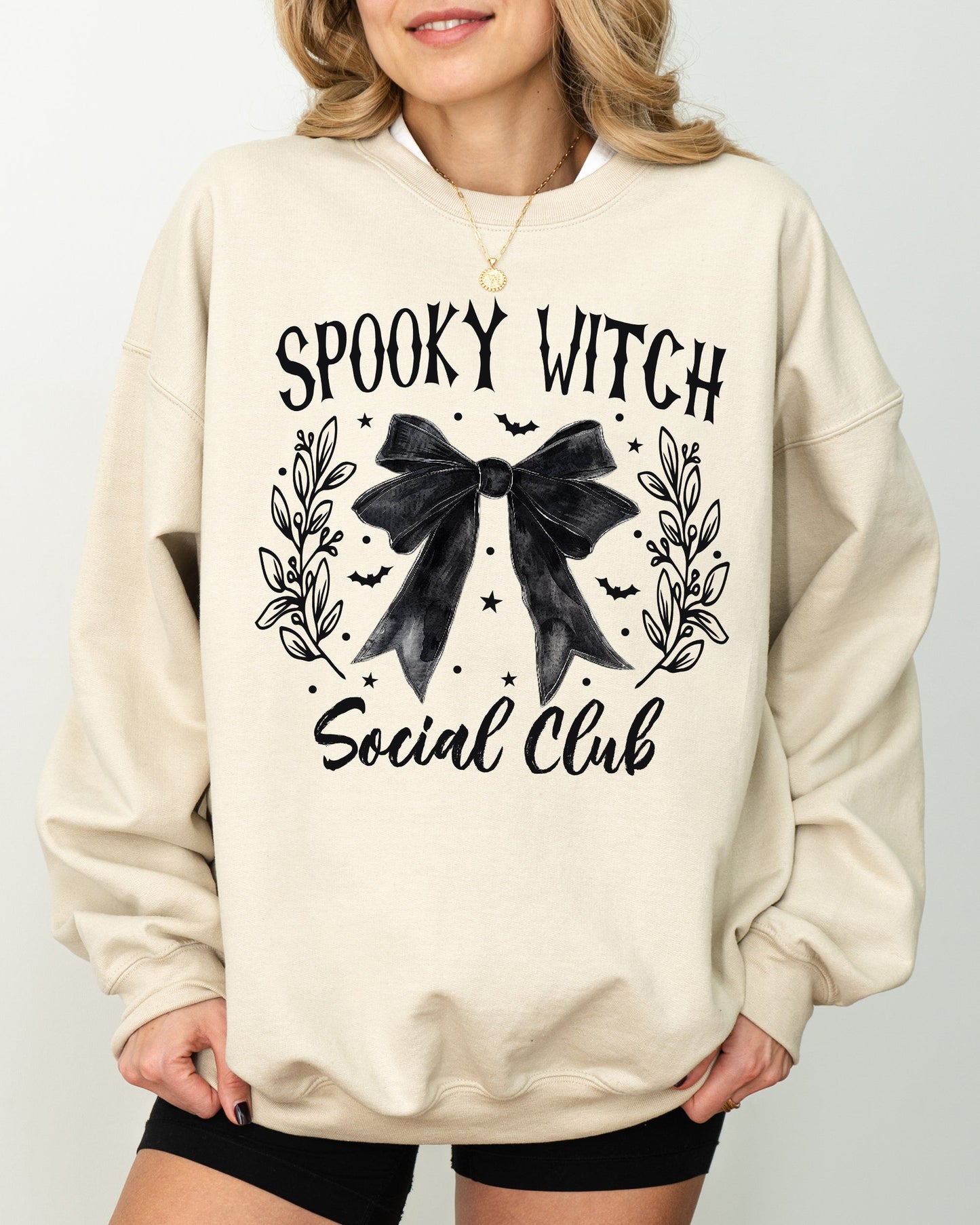 Spooky Witch Social Club, Ghost, Spooky, Scary, Skeleton, Skull, Western, Witch, Aesthetic, Meme, Halloween, Costume Sweatshirt