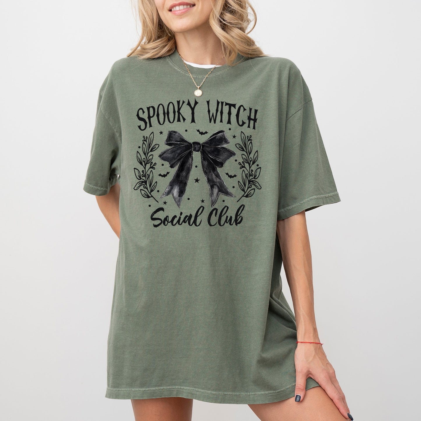 Spooky Witch Social Club, Ghost, Spooky, Scary, Skeleton, Skull, Western, Witch, Aesthetic, Meme, Halloween, Costume, Tshirt Comfort Colors T-Shirt