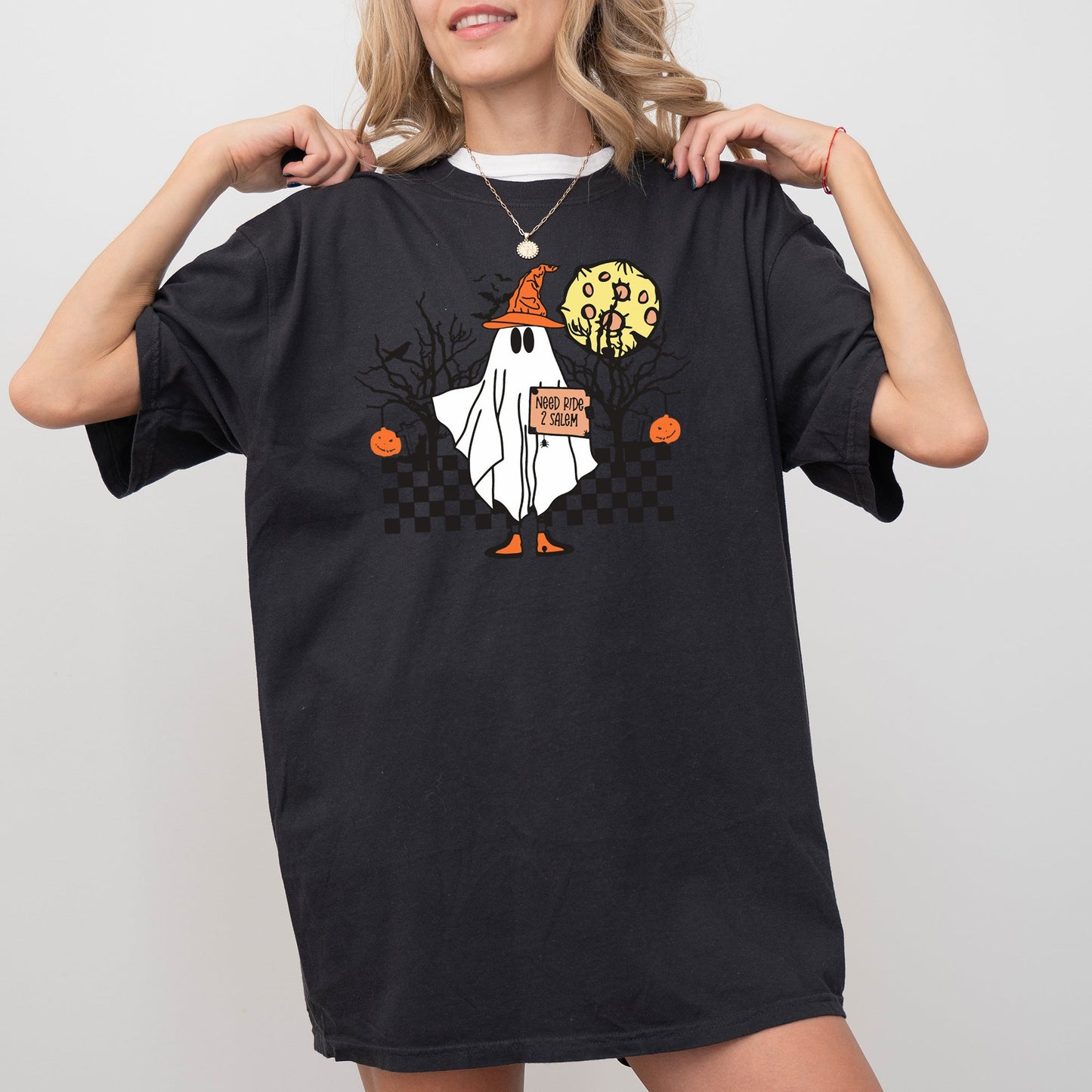 Need Ride to Salem, Ghost, Spooky, Scary, Skeleton, Skull, Western, Witch, Aesthetic, Meme, Halloween, Costume, Tshirt Comfort Colors T-Shirt