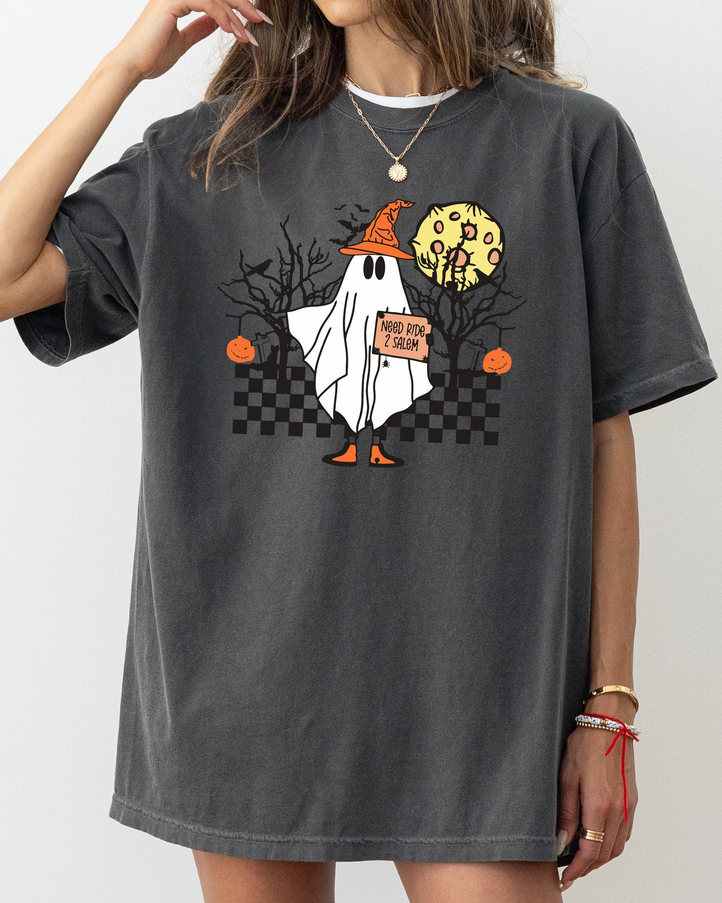 Need Ride to Salem, Ghost, Spooky, Scary, Skeleton, Skull, Western, Witch, Aesthetic, Meme, Halloween, Costume, Tshirt Comfort Colors T-Shirt