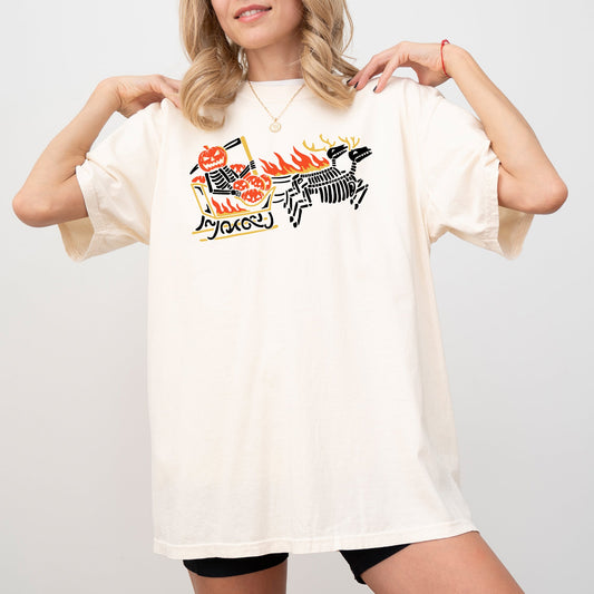 Pumpkin Head, Sleigh, Santa, Skeleton, Ghost, Spooky, Scary, Skull, Western, Witch, Aesthetic, Meme, Halloween, Costume, Tshirt Comfort Colors T-Shirt