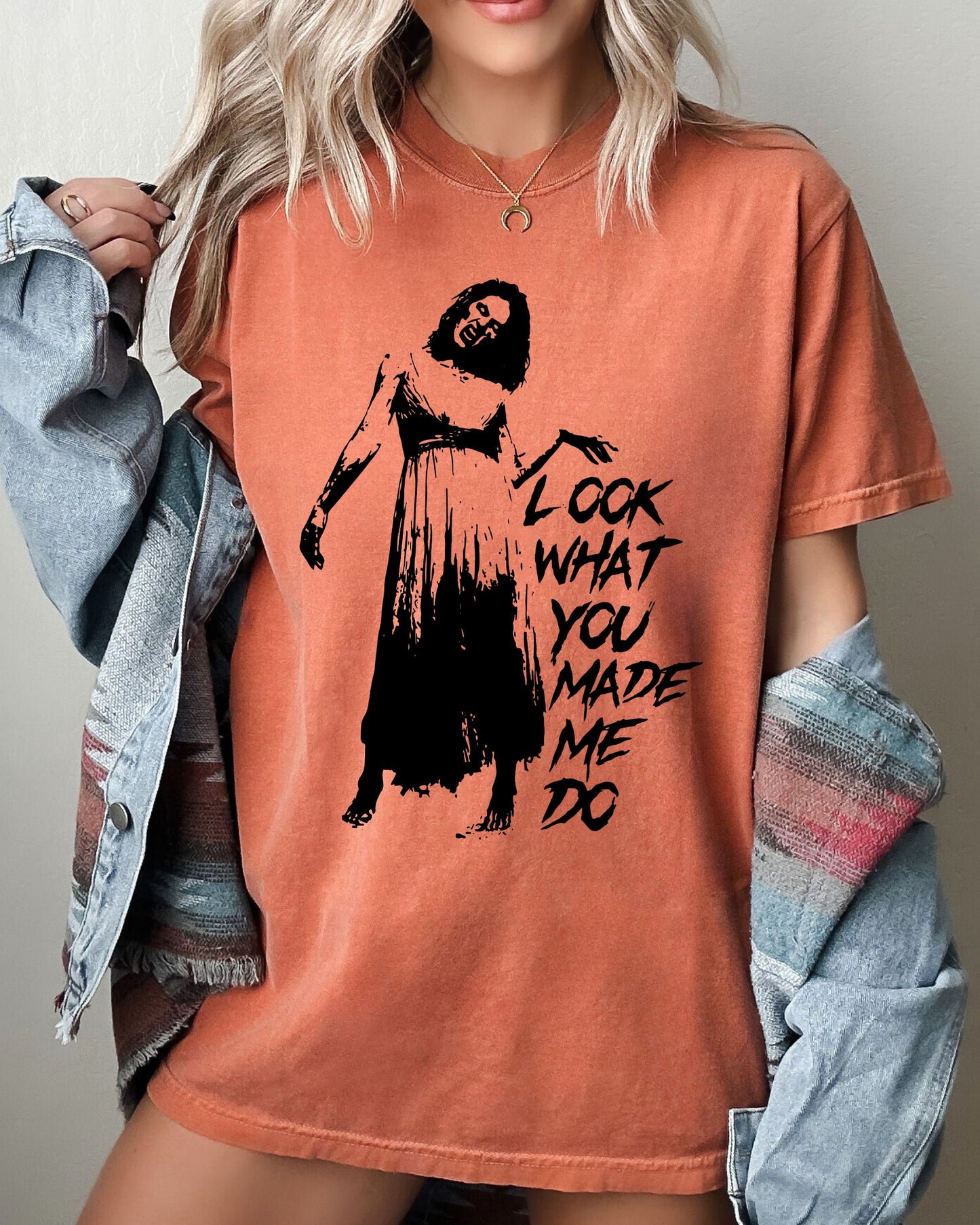 Look What You Made Me Do, Skeleton, Ghost, Spooky, Scary, Skull, Western, Witch, Aesthetic, Meme, Halloween, Costume, Tshirt Comfort Colors T-Shirt