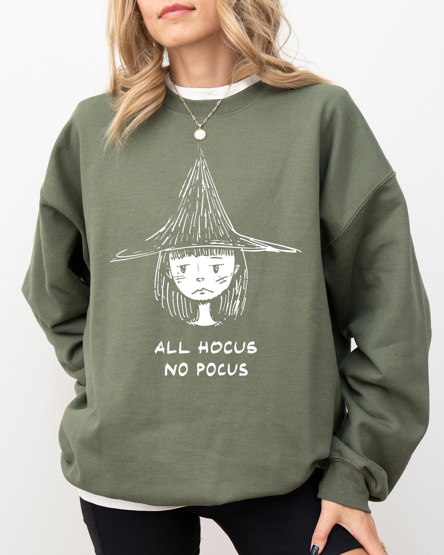 All Hocus No Pocus, Witch, Aesthetic, Funny, Meme, Halloween, Spooky, Costume, Skeleton Sweatshirt