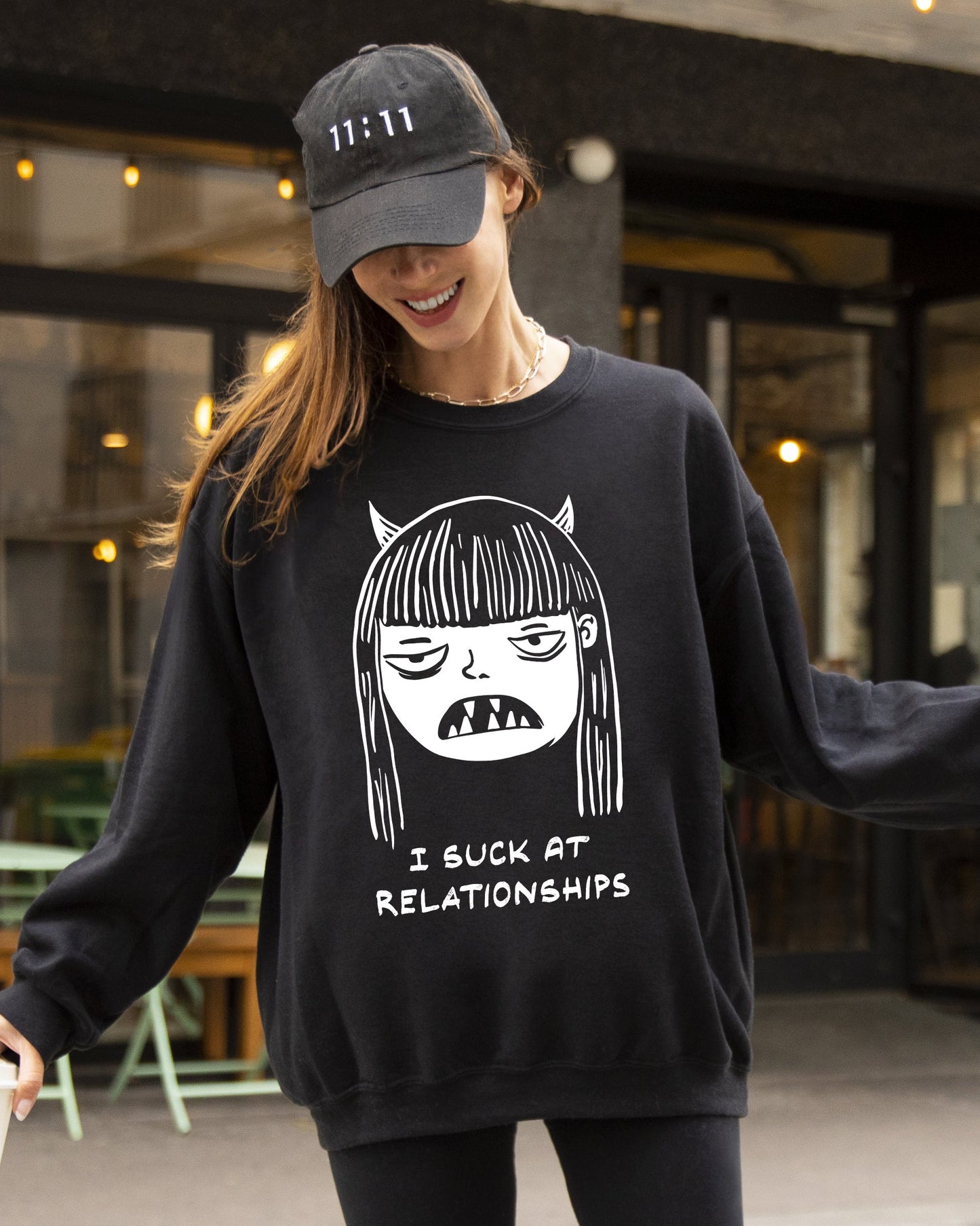 I Suck At Relationships Witch Aesthetic Skeleton Sweatshirt