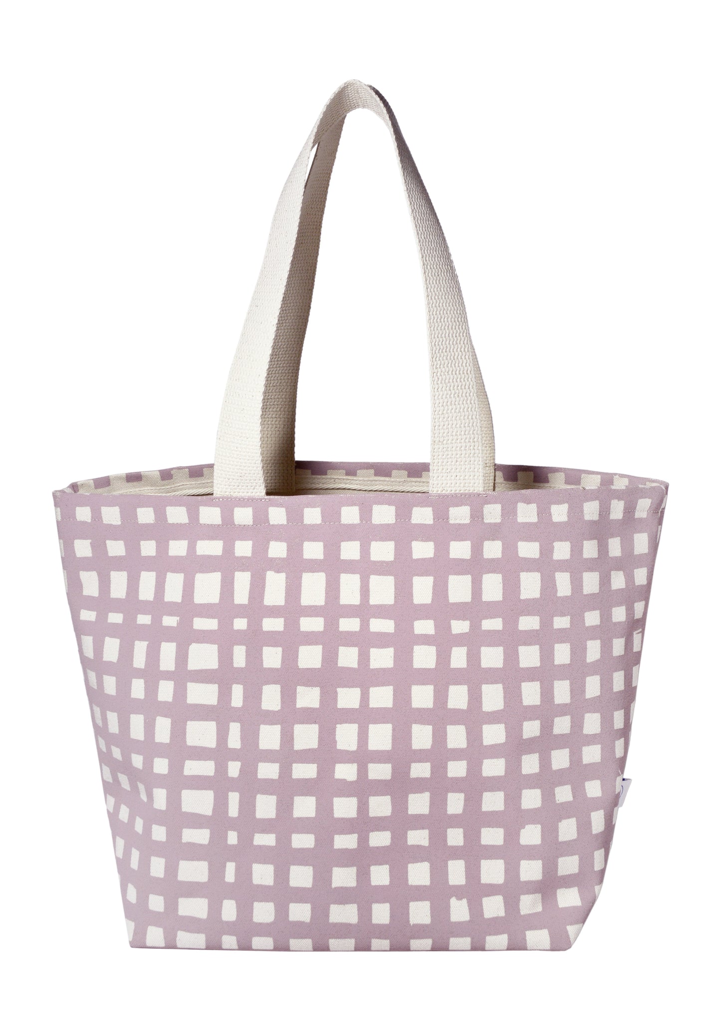 Grid Wide Heavyweight Cotton Canvas Tote Bag