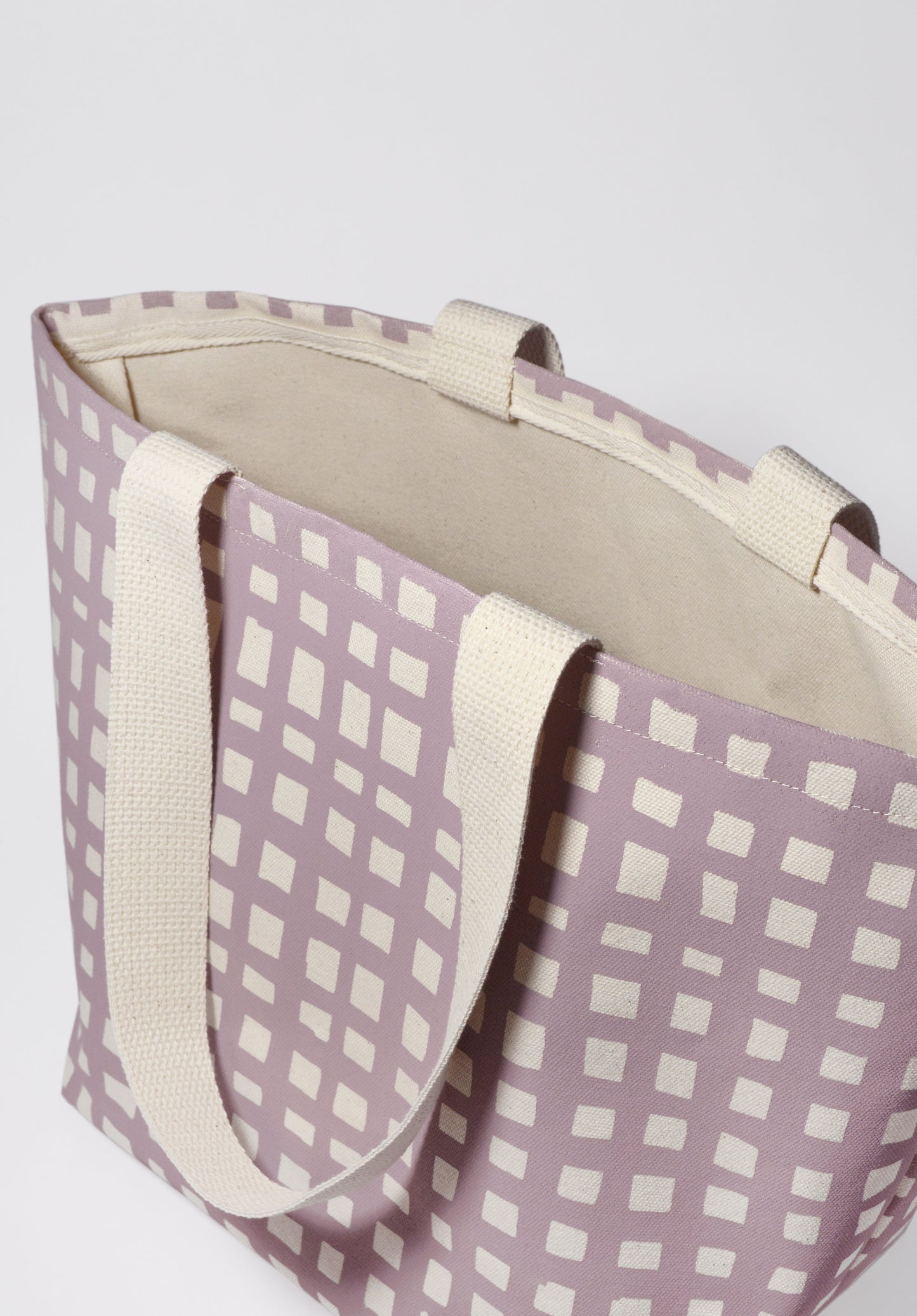 Grid Wide Heavyweight Cotton Canvas Tote Bag
