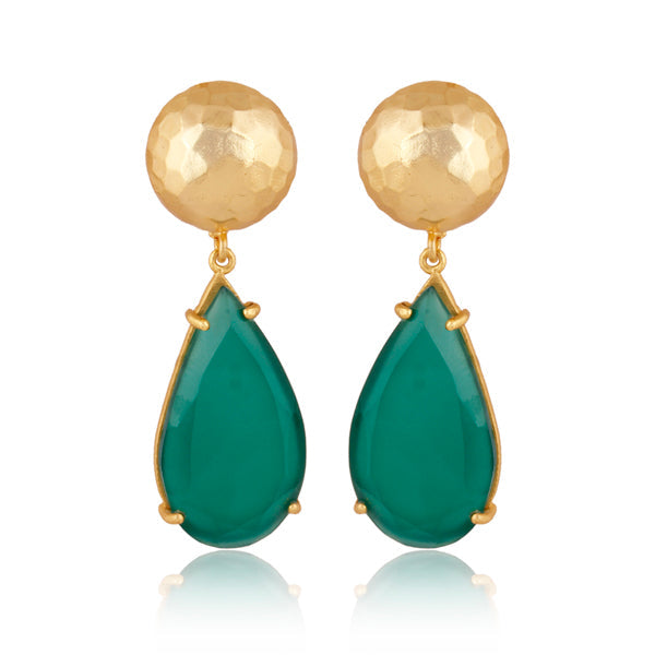 Ocean Tide Drop Earrings - Green Onyx