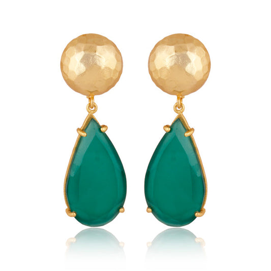 Ocean Tide Drop Earrings - Green Onyx
