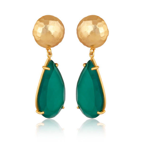 Ocean Tide Drop Earrings - Green Onyx