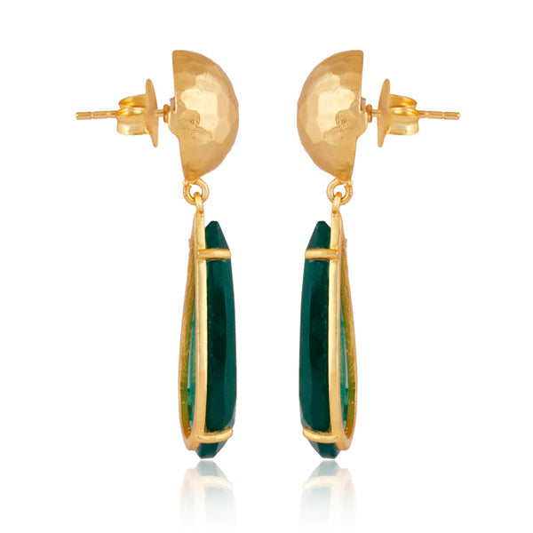 Ocean Tide Drop Earrings - Green Onyx
