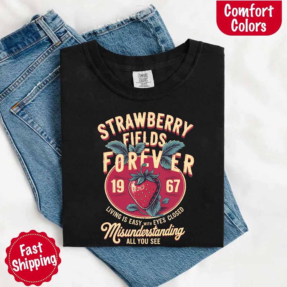Old School Rock Band Tee – Strawberry Fields Comfort Colors Shirt