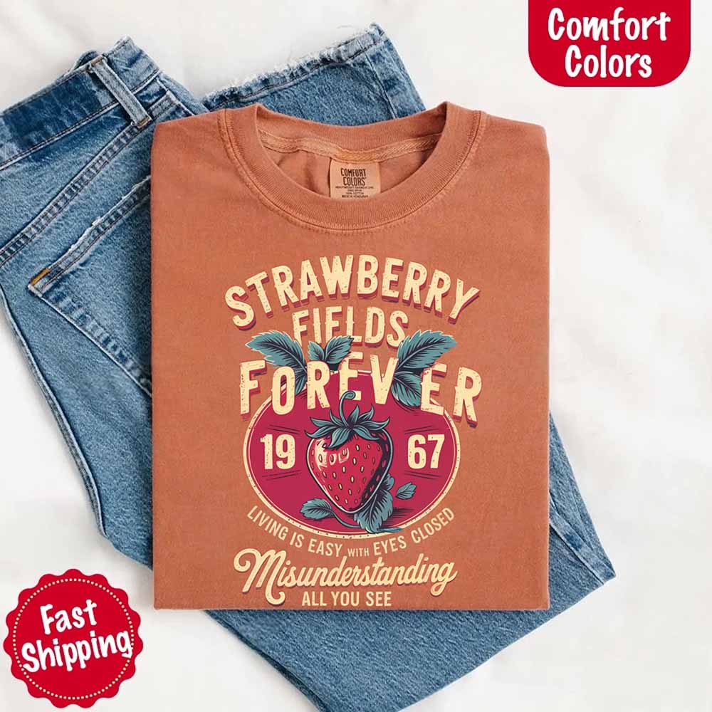 Old School Rock Band Tee – Strawberry Fields Comfort Colors Shirt