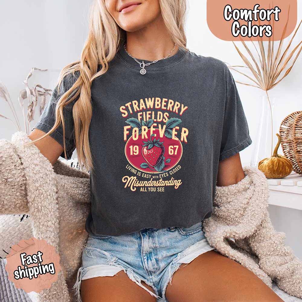 Old School Rock Band Tee – Strawberry Fields Comfort Colors Shirt