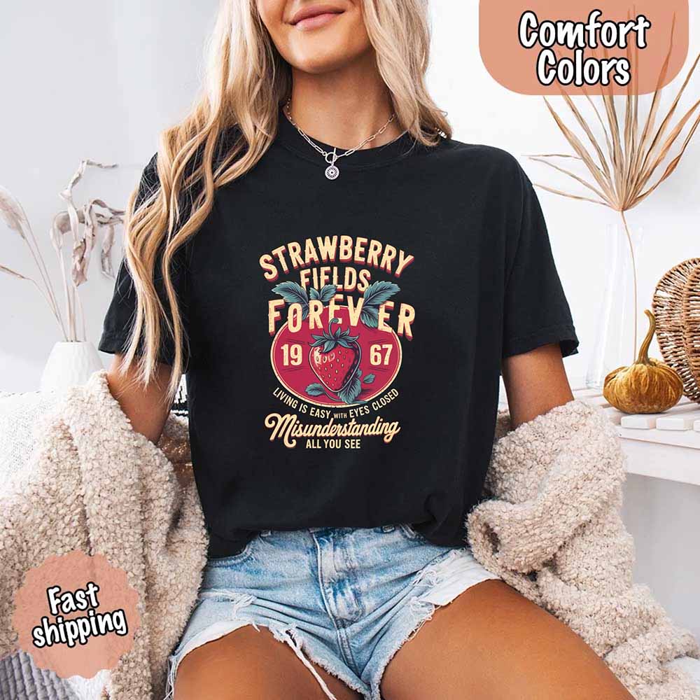 Old School Rock Band Tee – Strawberry Fields Comfort Colors Shirt