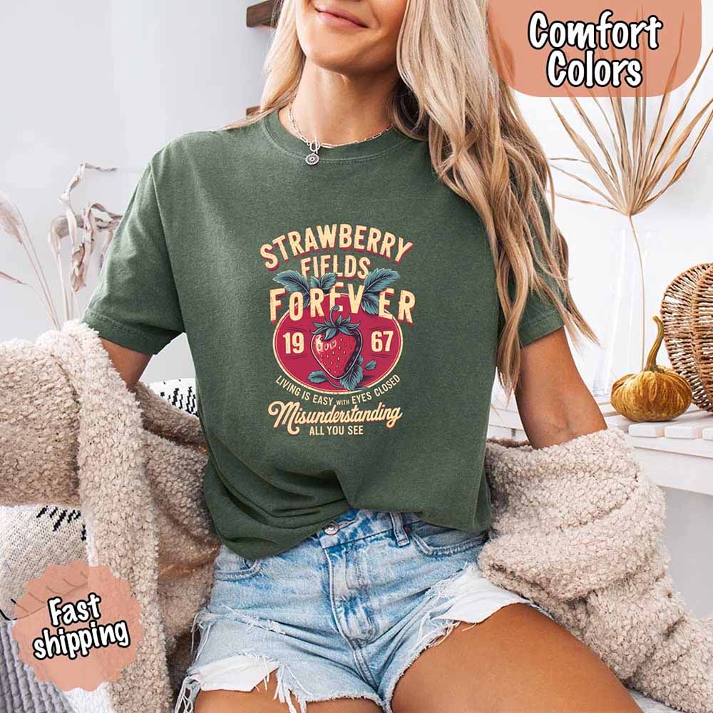 Old School Rock Band Tee – Strawberry Fields Comfort Colors Shirt
