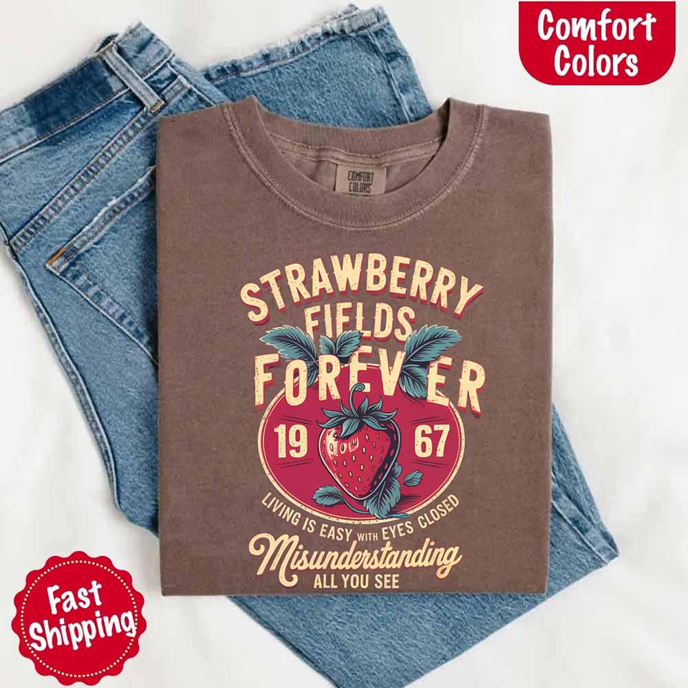 Old School Rock Band Tee – Strawberry Fields Comfort Colors Shirt