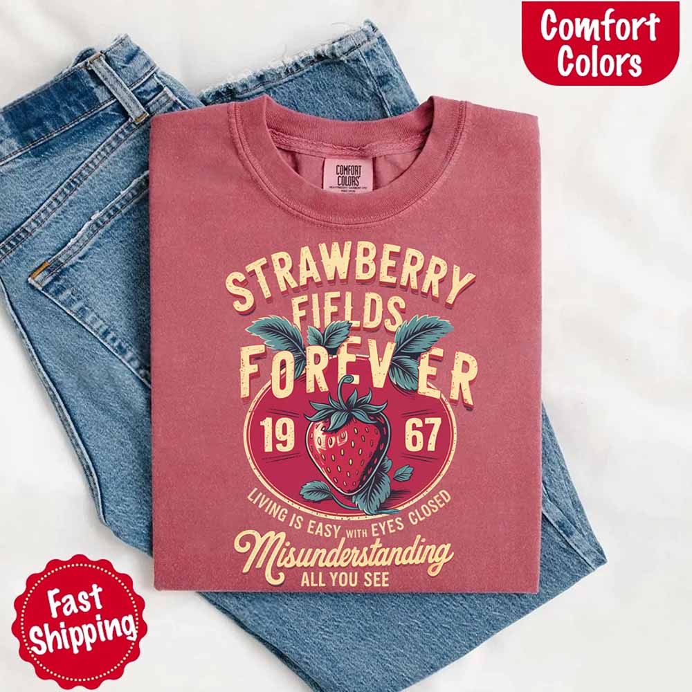 Old School Rock Band Tee – Strawberry Fields Comfort Colors Shirt